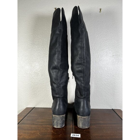 So Sled Women's Boots Over The Knee Sz 9 Black Tall Riding Vegan Lug Sole - Picture 4 of 11